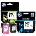 TUSZ HP 305XL CZARNY + 305 CMY KOLOR ORYGINAŁ KOMPLET